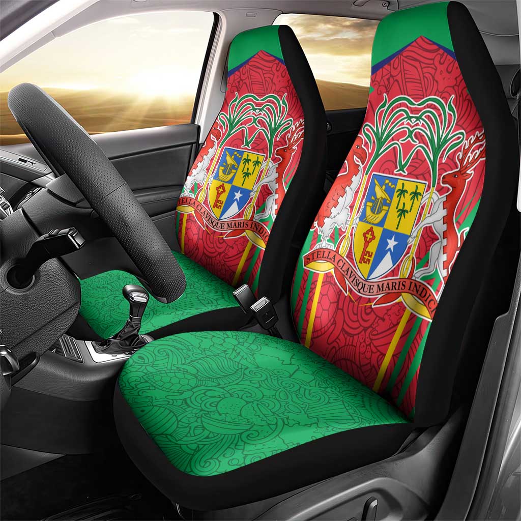Mauritius Coat of Arms Car Seat Cover National Emblem Blended with Traditional Patterns