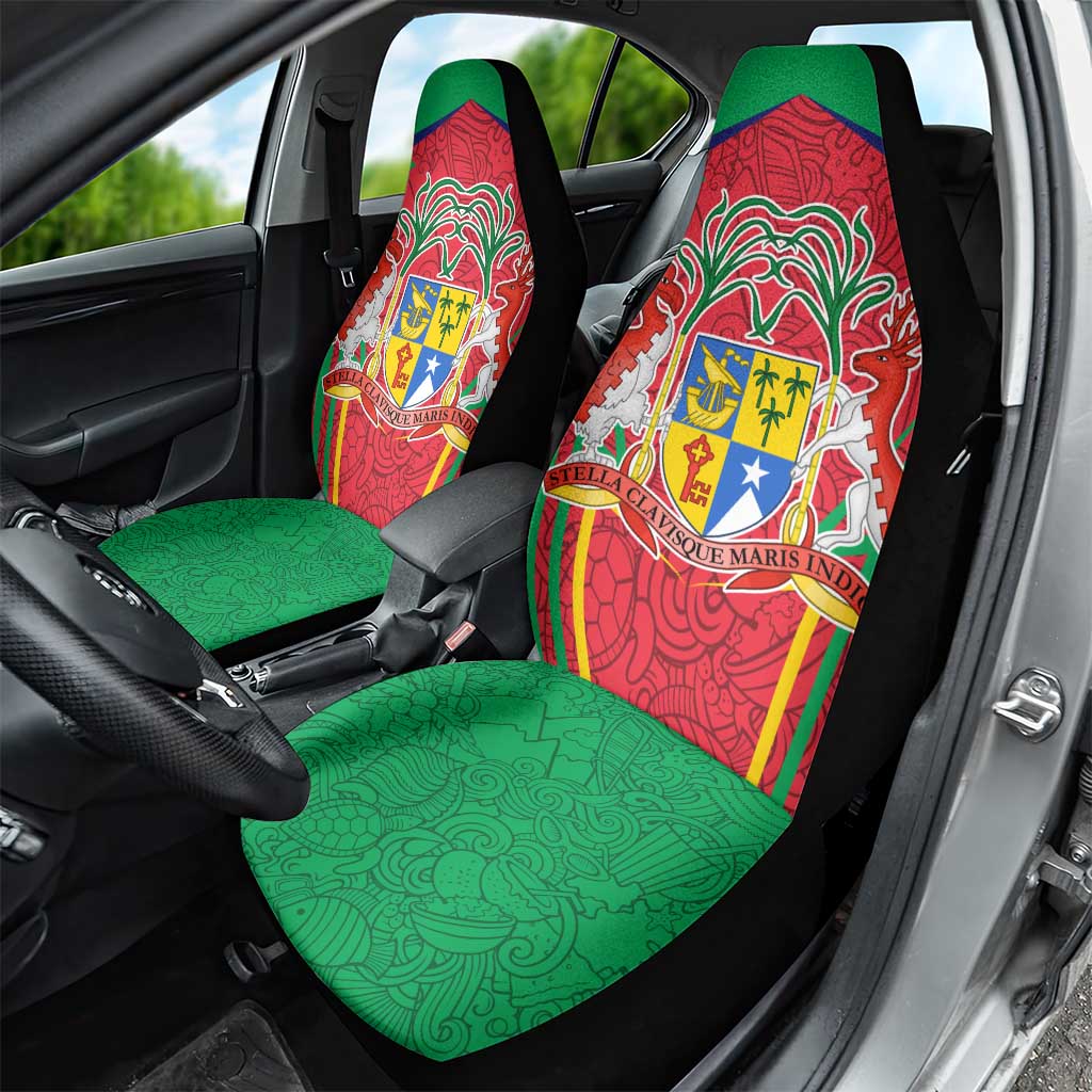 Mauritius Coat of Arms Car Seat Cover National Emblem Blended with Traditional Patterns