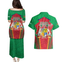 Mauritius Coat of Arms Couples Matching Puletasi and Hawaiian Shirt National Emblem Blended with Traditional Patterns