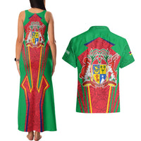 Mauritius Coat of Arms Couples Matching Tank Maxi Dress and Hawaiian Shirt National Emblem Blended with Traditional Patterns