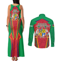 Mauritius Coat of Arms Couples Matching Tank Maxi Dress and Long Sleeve Button Shirt National Emblem Blended with Traditional Patterns