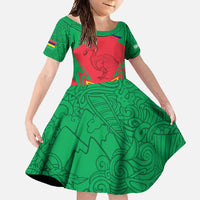 Mauritius Coat of Arms Family Matching Mermaid Dress and Hawaiian Shirt National Emblem Blended with Traditional Patterns