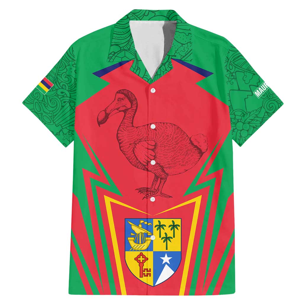 Mauritius Coat of Arms Family Matching Mermaid Dress and Hawaiian Shirt National Emblem Blended with Traditional Patterns