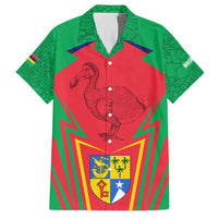 Mauritius Coat of Arms Family Matching Off Shoulder Maxi Dress and Hawaiian Shirt National Emblem Blended with Traditional Patterns