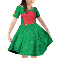Mauritius Coat of Arms Family Matching Off Shoulder Short Dress and Hawaiian Shirt National Emblem Blended with Traditional Patterns