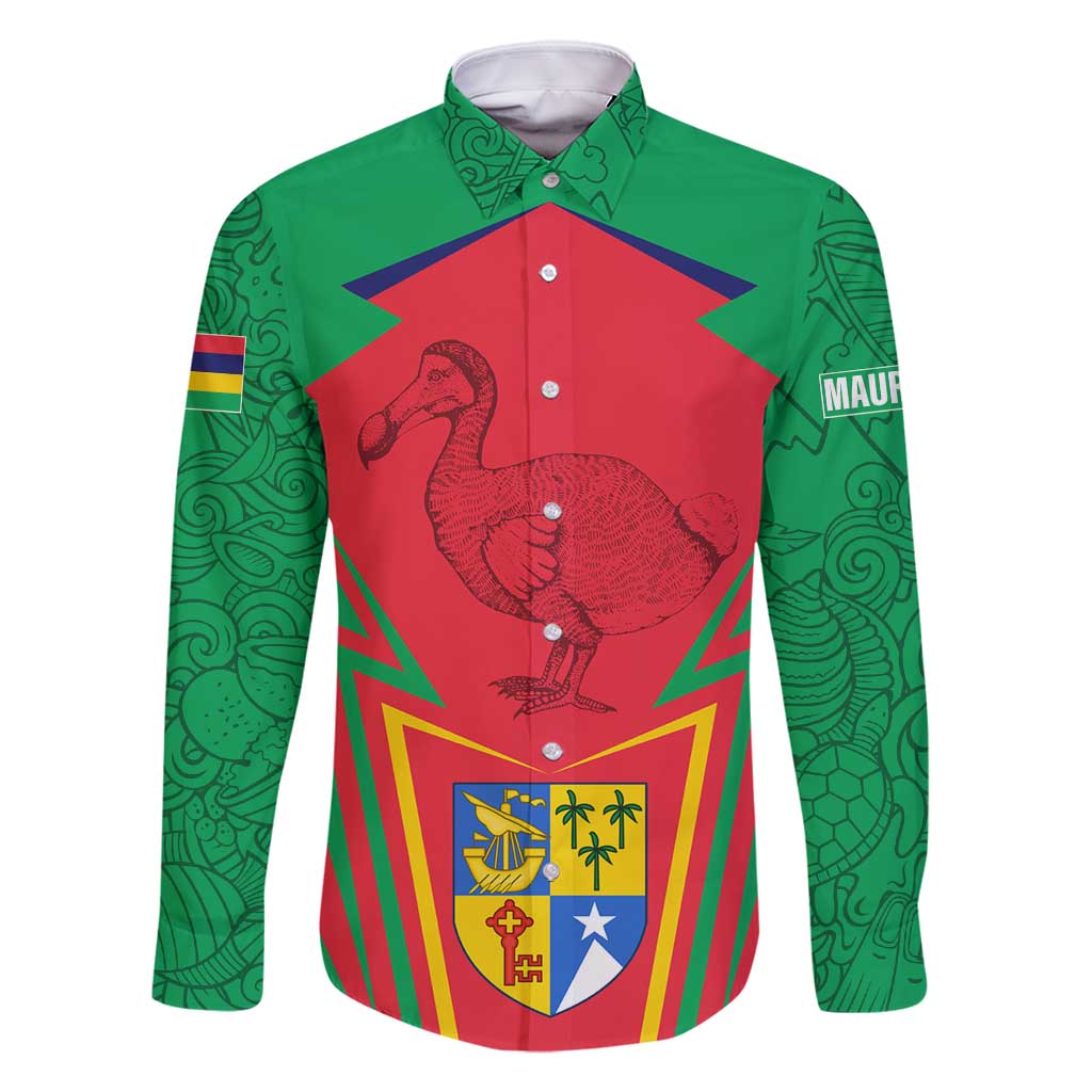 Mauritius Coat of Arms Family Matching Off Shoulder Short Dress and Hawaiian Shirt National Emblem Blended with Traditional Patterns