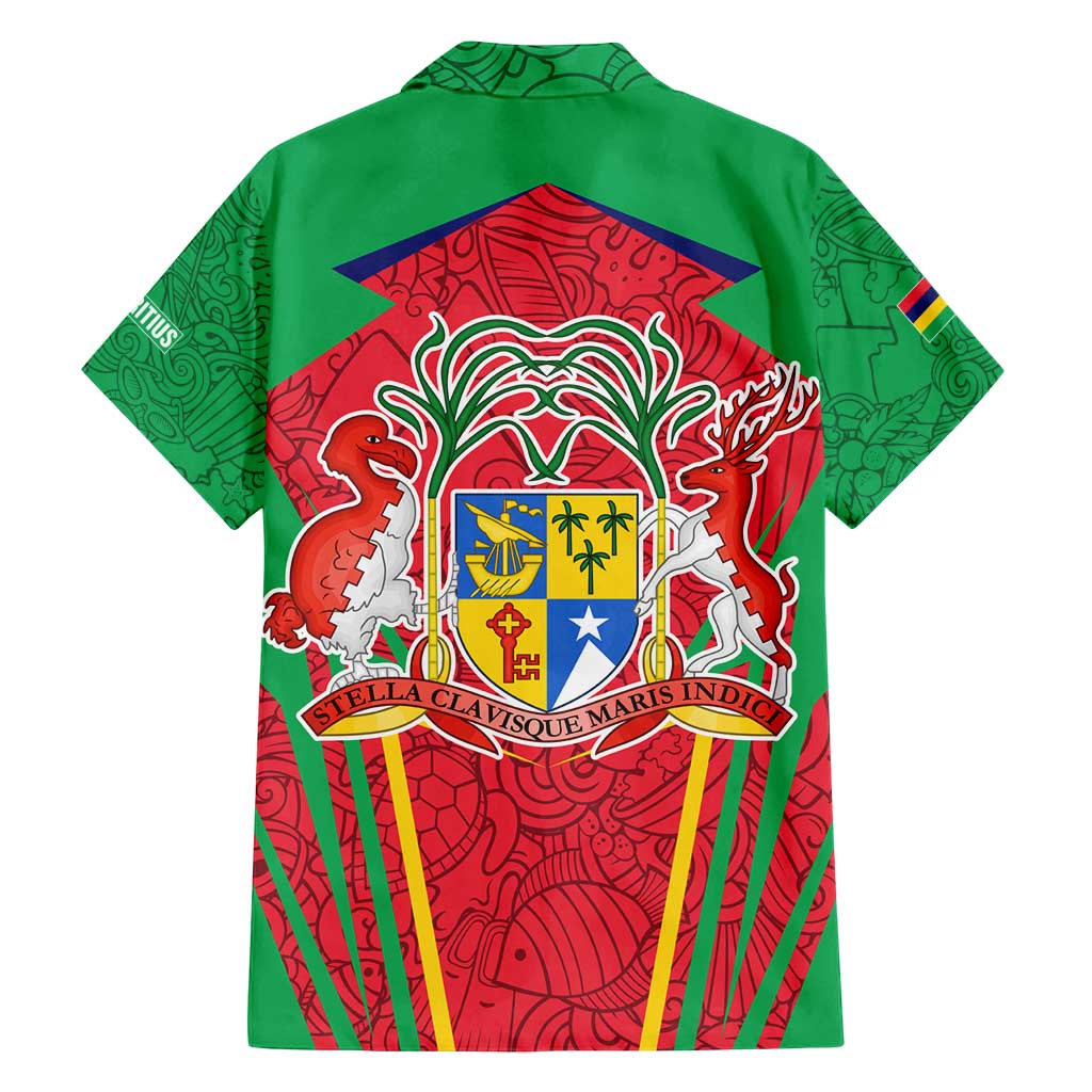 Mauritius Coat of Arms Family Matching Puletasi and Hawaiian Shirt National Emblem Blended with Traditional Patterns