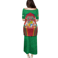 Mauritius Coat of Arms Family Matching Puletasi and Hawaiian Shirt National Emblem Blended with Traditional Patterns