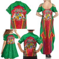 Mauritius Coat of Arms Family Matching Summer Maxi Dress and Hawaiian Shirt National Emblem Blended with Traditional Patterns