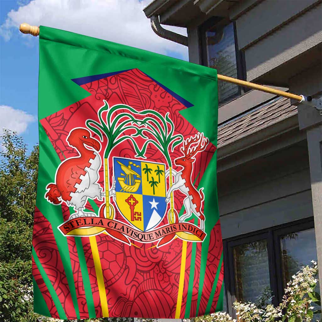 Mauritius Coat of Arms Garden Flag National Emblem Blended with Traditional Patterns