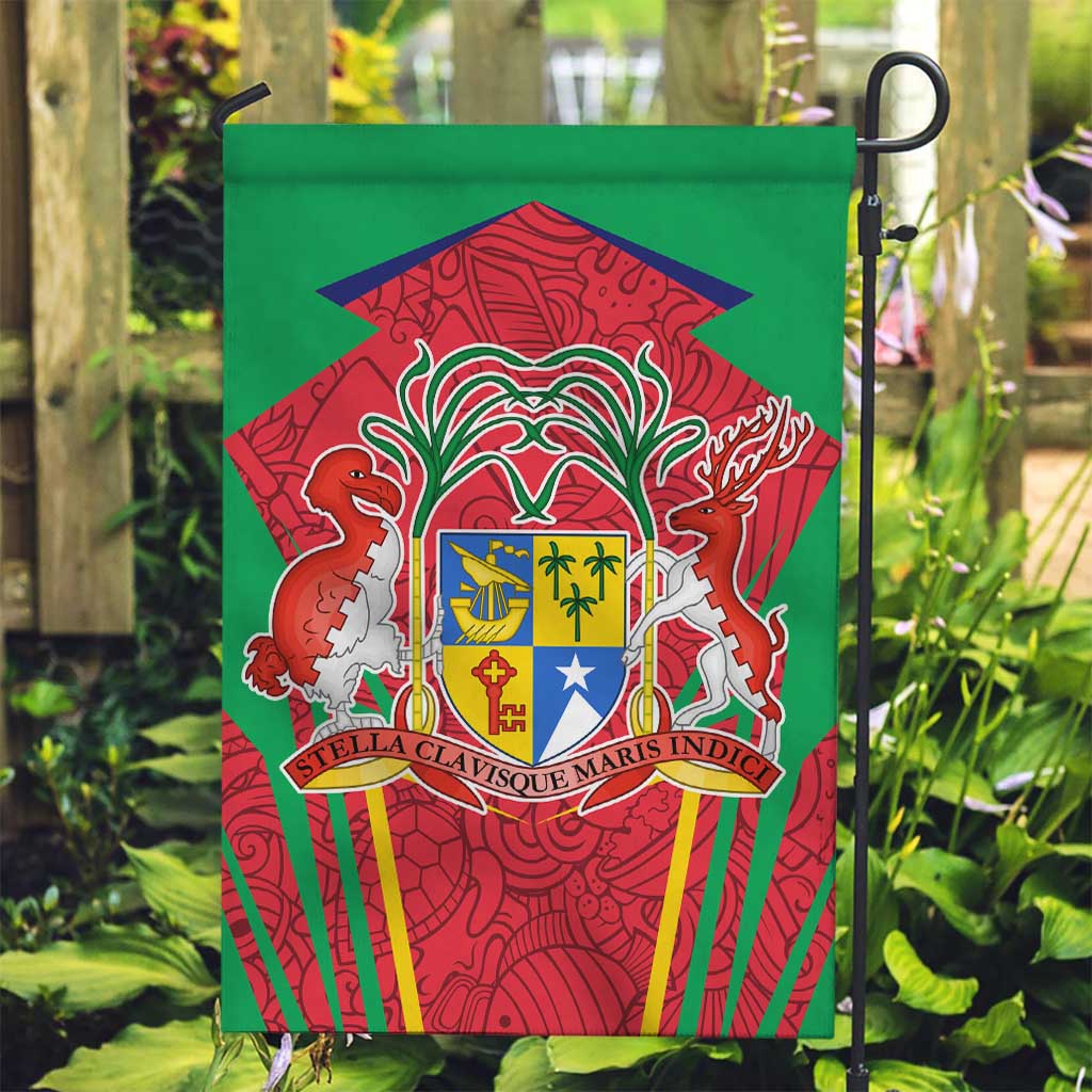Mauritius Coat of Arms Garden Flag National Emblem Blended with Traditional Patterns