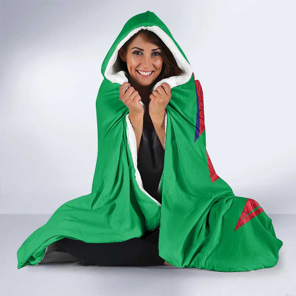 Mauritius Coat of Arms Hooded Blanket National Emblem Blended with Traditional Patterns