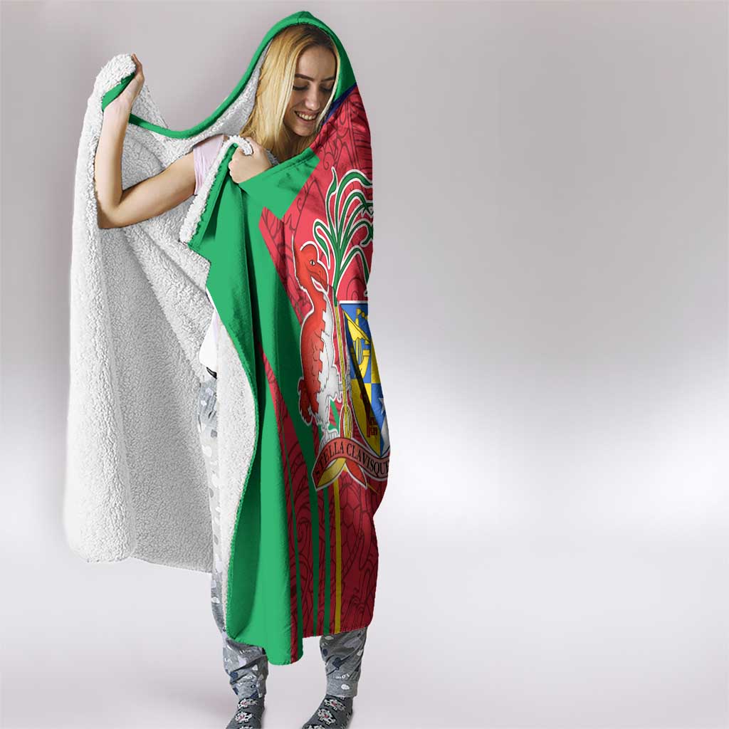 Mauritius Coat of Arms Hooded Blanket National Emblem Blended with Traditional Patterns