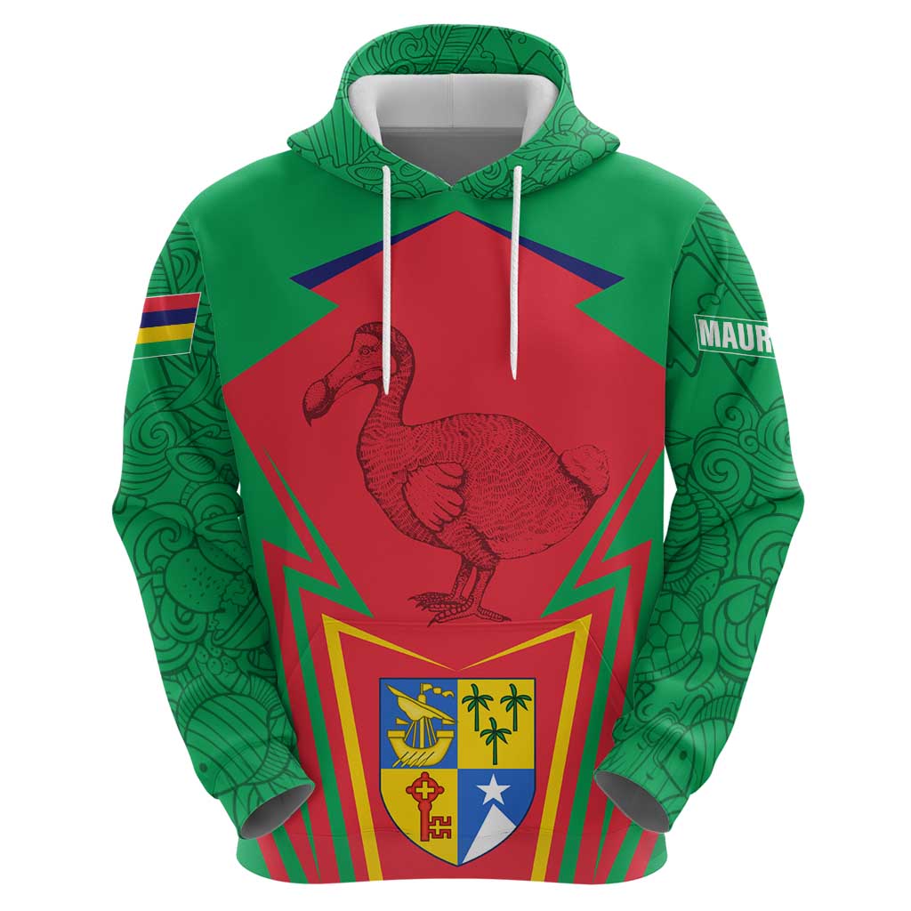 Mauritius Coat of Arms Hoodie National Emblem Blended with Traditional Patterns