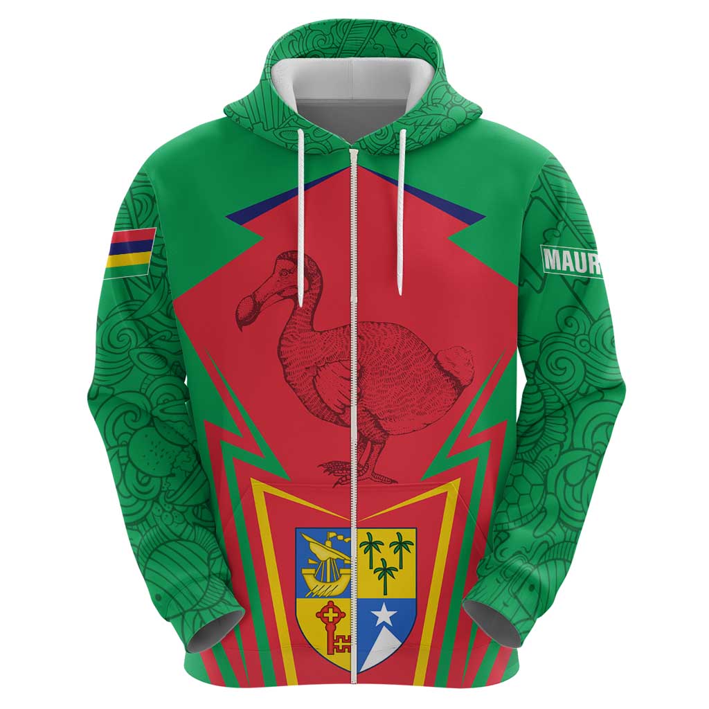 Mauritius Coat of Arms Hoodie National Emblem Blended with Traditional Patterns