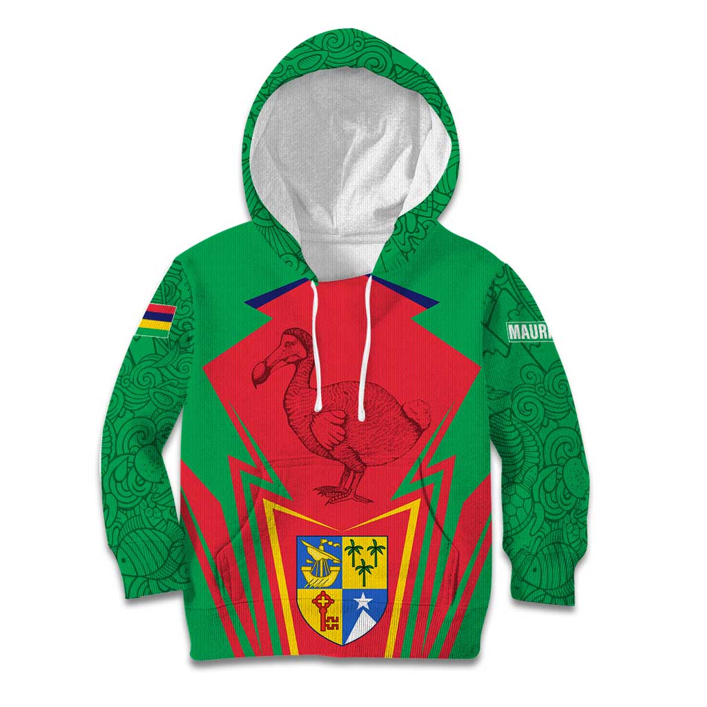 Mauritius Coat of Arms Kid Hoodie National Emblem Blended with Traditional Patterns