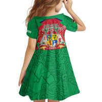 Mauritius Coat of Arms Kid Short Sleeve Dress National Emblem Blended with Traditional Patterns