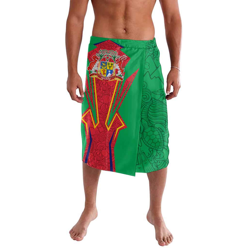 Mauritius Coat of Arms Lavalava National Emblem Blended with Traditional Patterns
