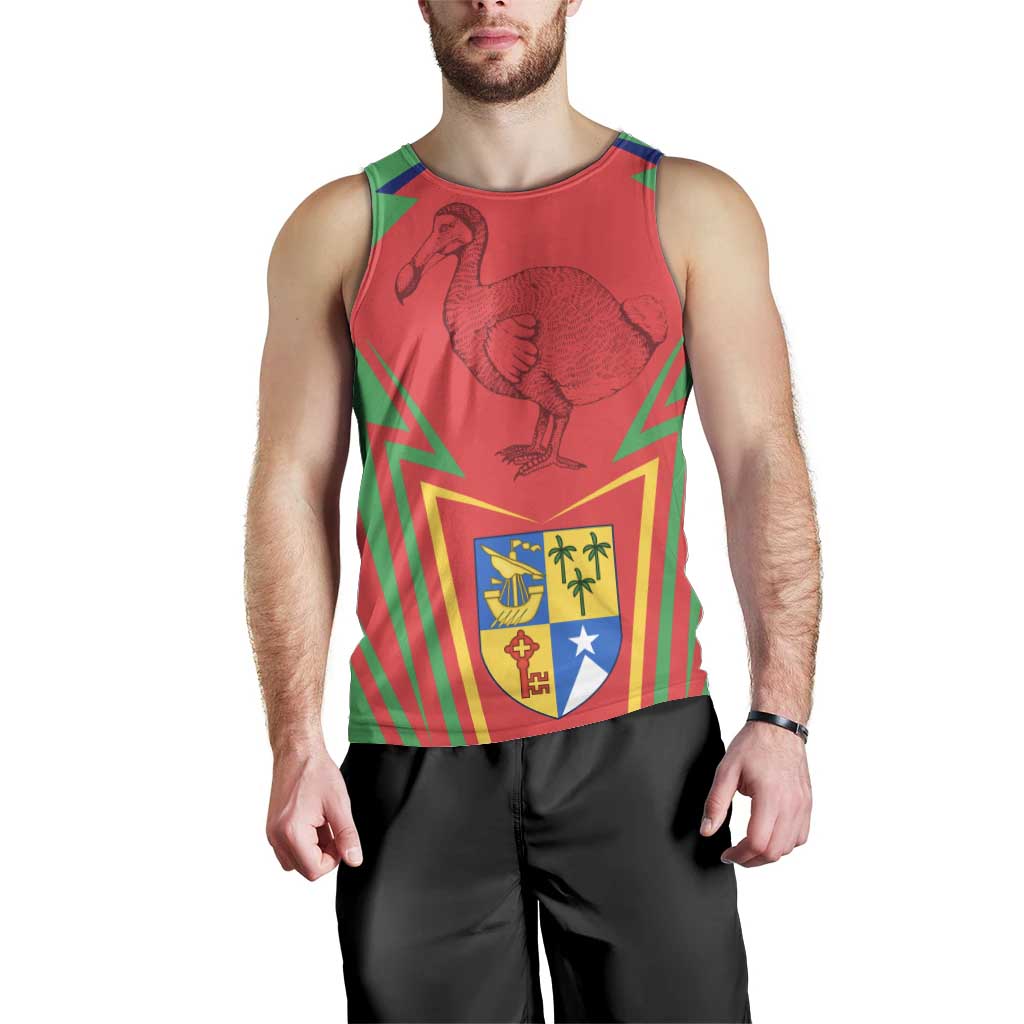 Mauritius Coat of Arms Men Tank Top National Emblem Blended with Traditional Patterns