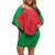 Mauritius Coat of Arms Off Shoulder Short Dress National Emblem Blended with Traditional Patterns