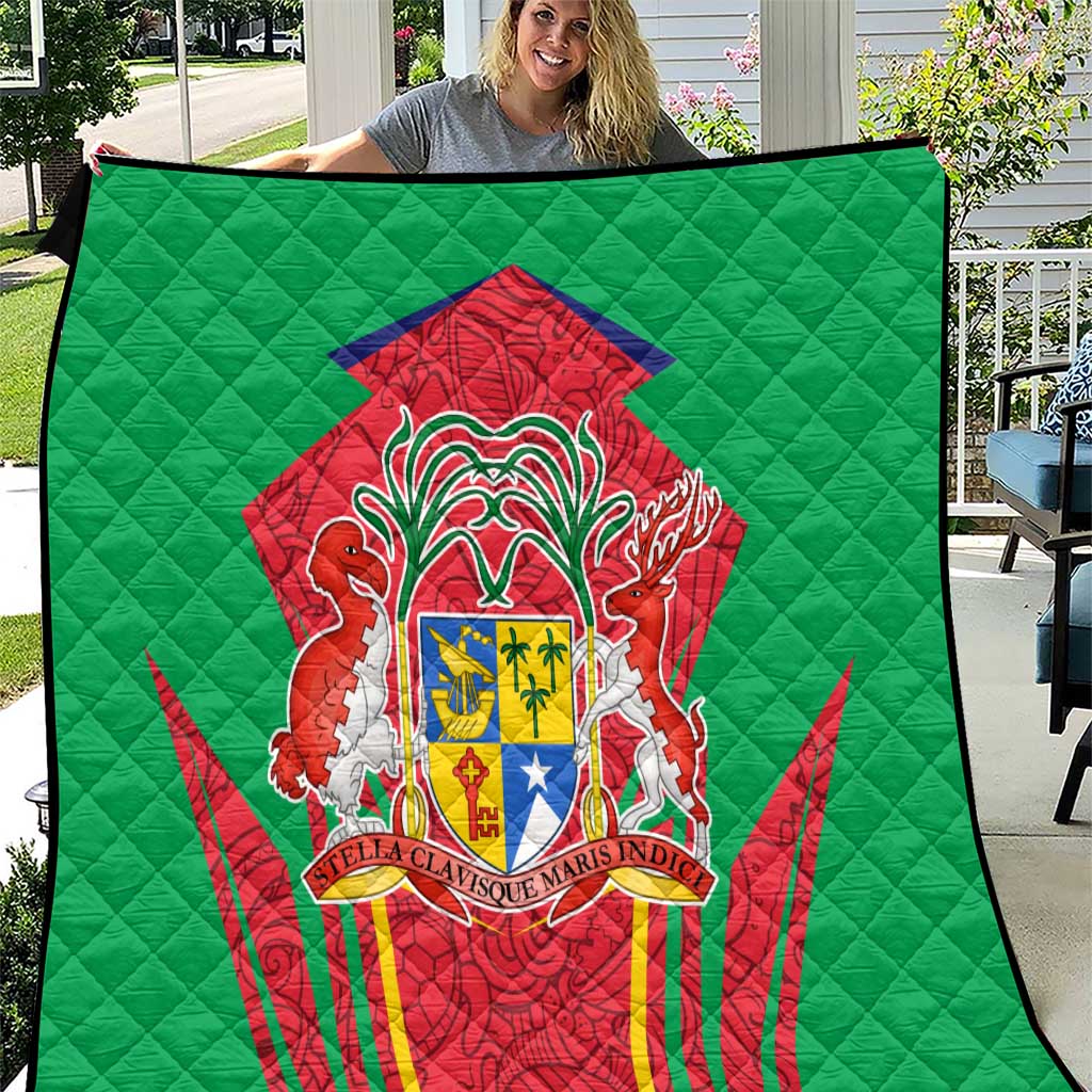 Mauritius Coat of Arms Quilt National Emblem Blended with Traditional Patterns