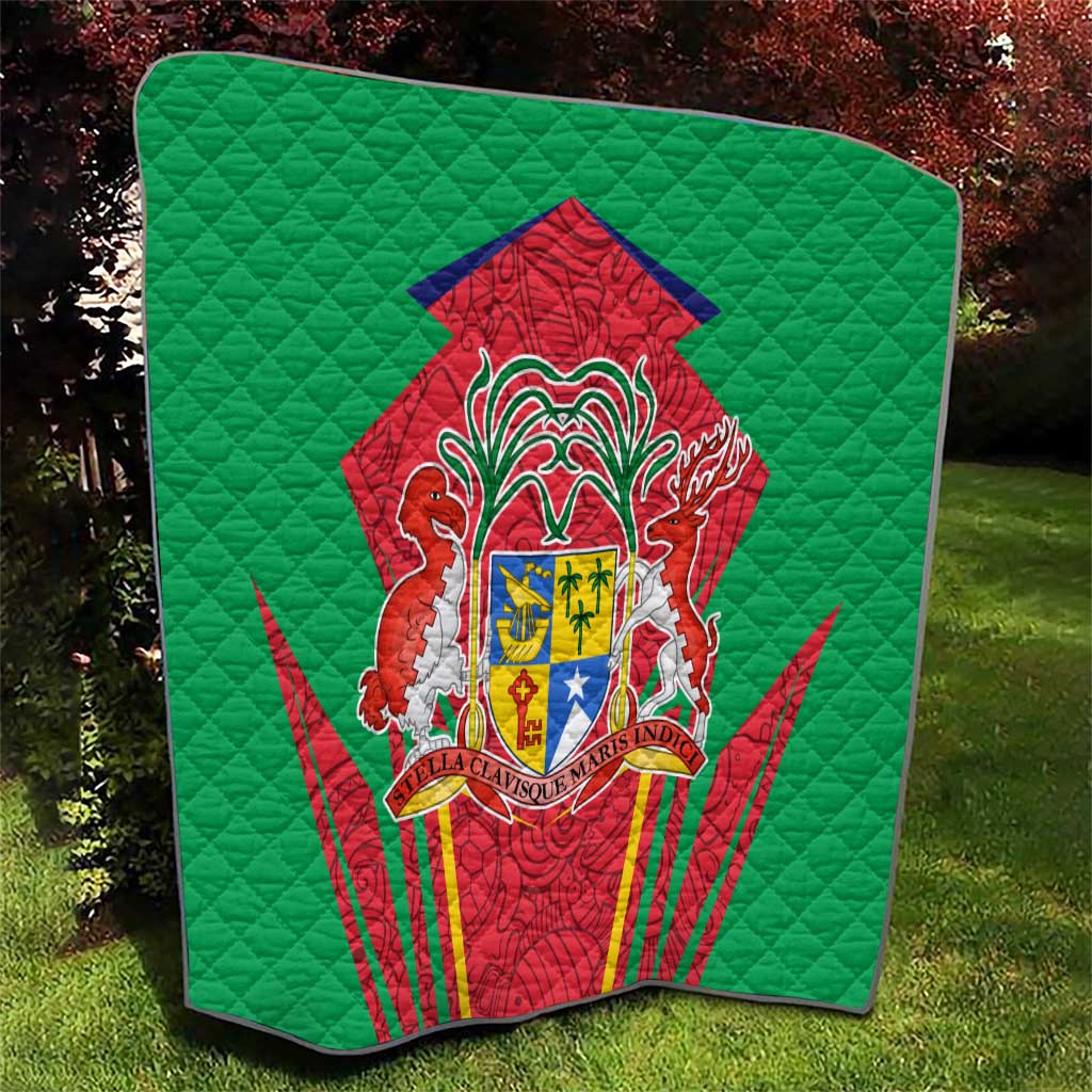 Mauritius Coat of Arms Quilt National Emblem Blended with Traditional Patterns