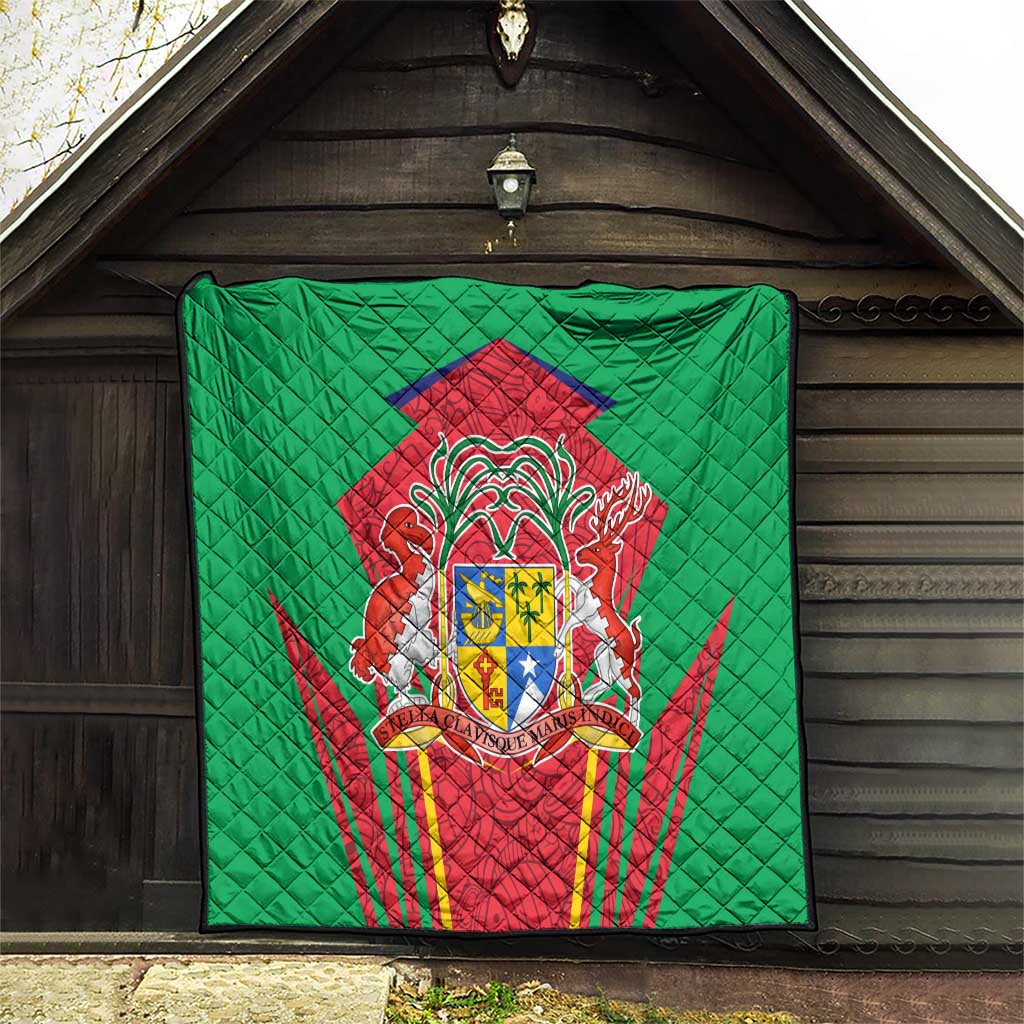 Mauritius Coat of Arms Quilt National Emblem Blended with Traditional Patterns
