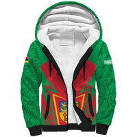 Mauritius Coat of Arms Sherpa Hoodie National Emblem Blended with Traditional Patterns