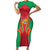 Mauritius Coat of Arms Short Sleeve Bodycon Dress National Emblem Blended with Traditional Patterns