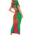Mauritius Coat of Arms Short Sleeve Bodycon Dress National Emblem Blended with Traditional Patterns