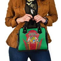 Mauritius Coat of Arms Shoulder Handbag National Emblem Blended with Traditional Patterns