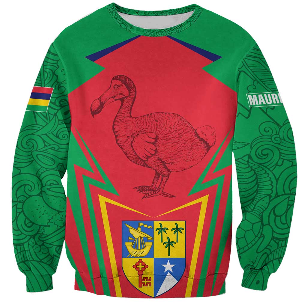 Mauritius Coat of Arms Sweatshirt National Emblem Blended with Traditional Patterns
