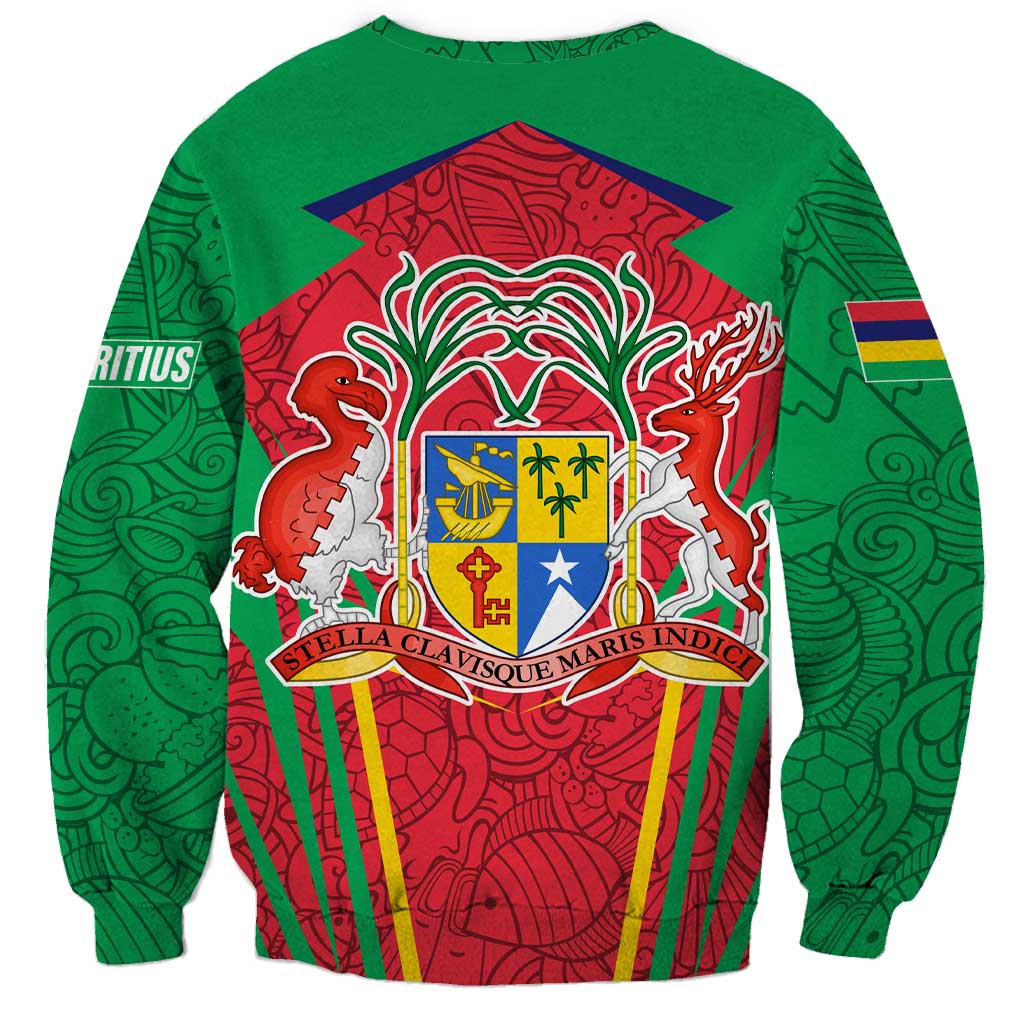 Mauritius Coat of Arms Sweatshirt National Emblem Blended with Traditional Patterns