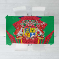 Mauritius Coat of Arms Tablecloth National Emblem Blended with Traditional Patterns