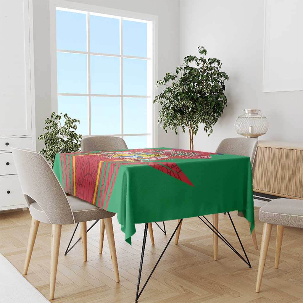 Mauritius Coat of Arms Tablecloth National Emblem Blended with Traditional Patterns