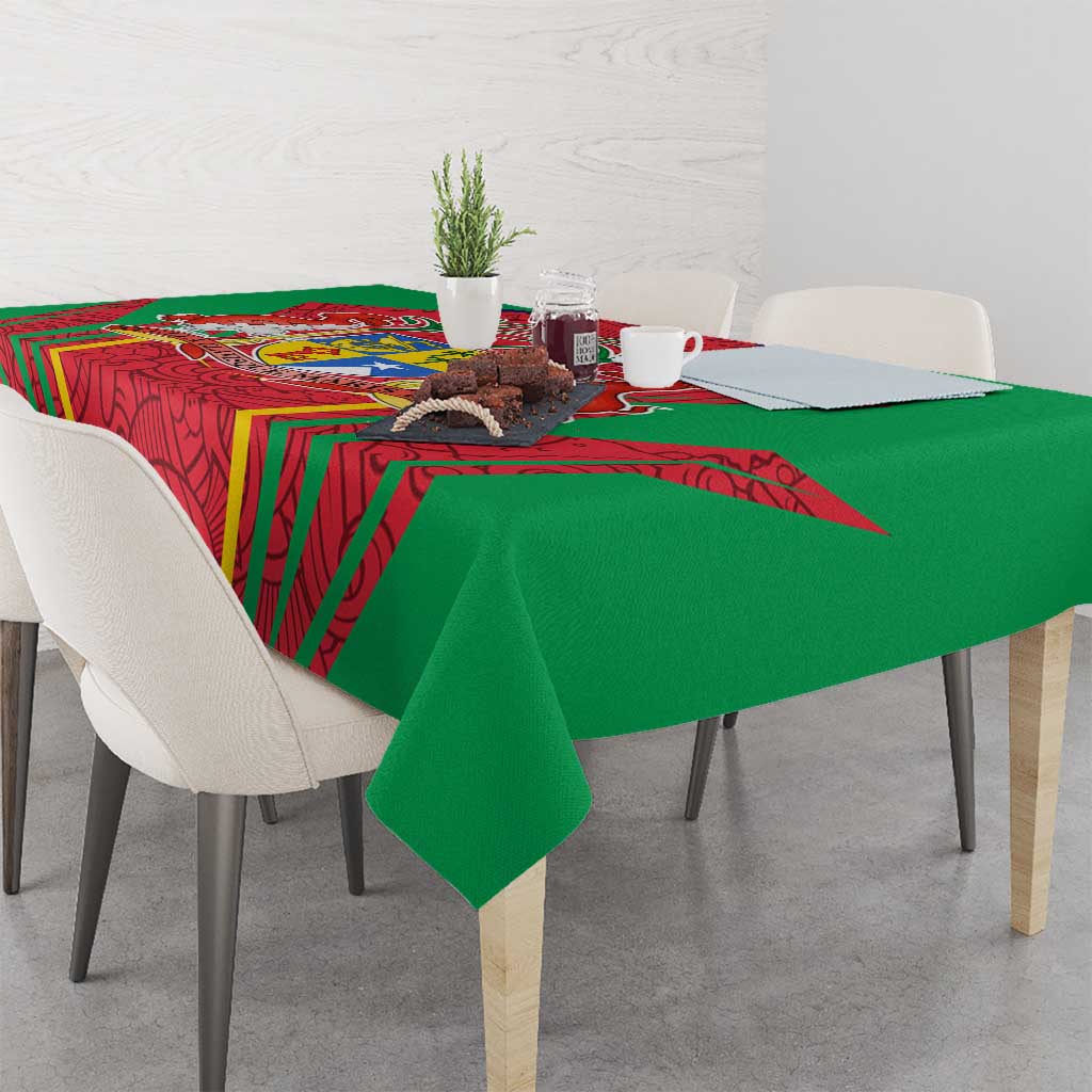 Mauritius Coat of Arms Tablecloth National Emblem Blended with Traditional Patterns