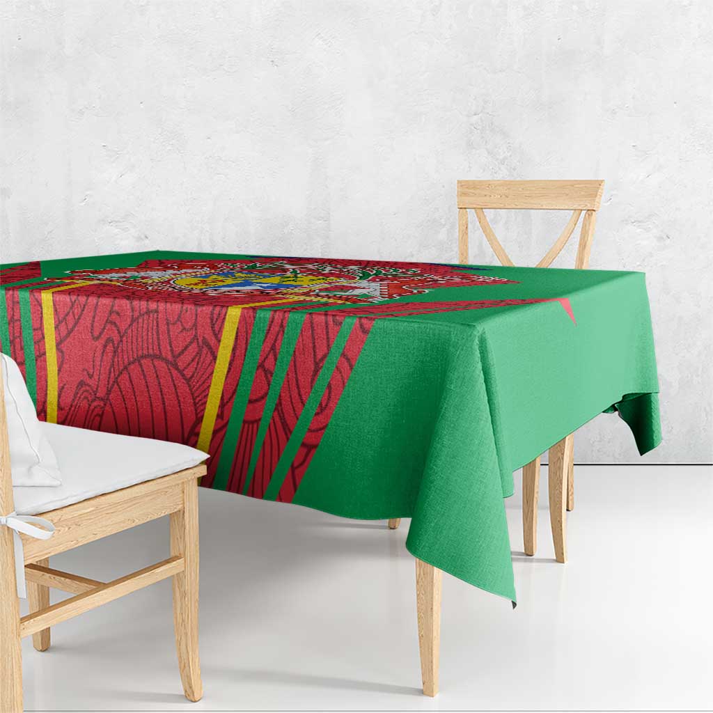 Mauritius Coat of Arms Tablecloth National Emblem Blended with Traditional Patterns