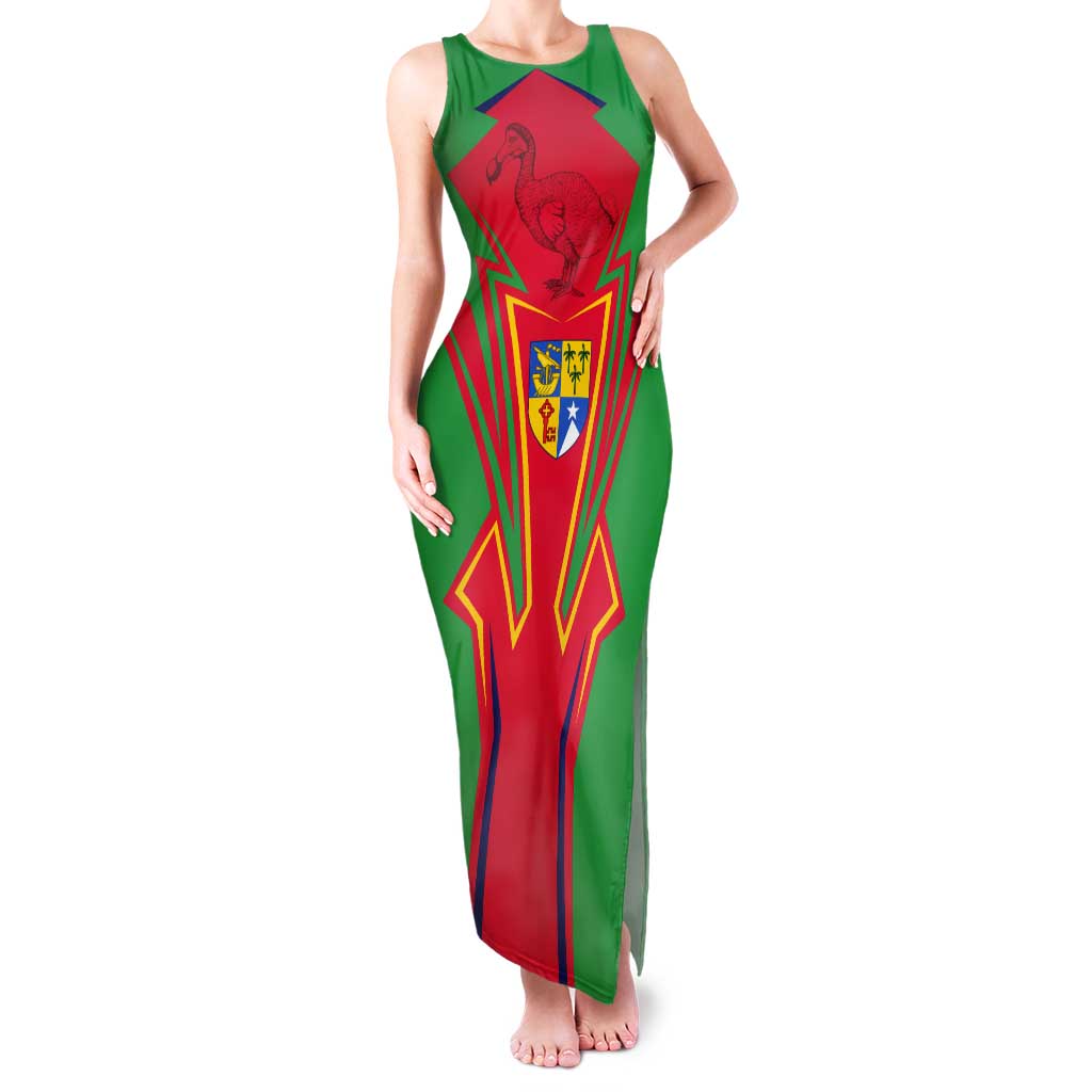 Mauritius Coat of Arms Tank Maxi Dress National Emblem Blended with Traditional Patterns