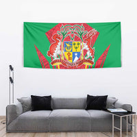 Mauritius Coat of Arms Tapestry National Emblem Blended with Traditional Patterns