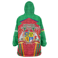 Mauritius Coat of Arms Wearable Blanket Hoodie National Emblem Blended with Traditional Patterns