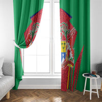 Mauritius Coat of Arms Window Curtain National Emblem Blended with Traditional Patterns