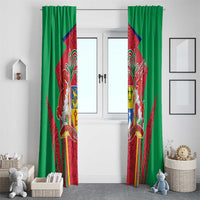 Mauritius Coat of Arms Window Curtain National Emblem Blended with Traditional Patterns