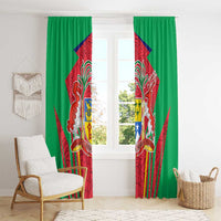 Mauritius Coat of Arms Window Curtain National Emblem Blended with Traditional Patterns