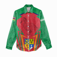 Mauritius Coat of Arms Women Casual Shirt National Emblem Blended with Traditional Patterns
