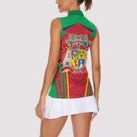 Mauritius Coat of Arms Women Sleeveless Polo Shirt National Emblem Blended with Traditional Patterns