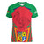 Mauritius Coat of Arms Women V-Neck T-Shirt National Emblem Blended with Traditional Patterns