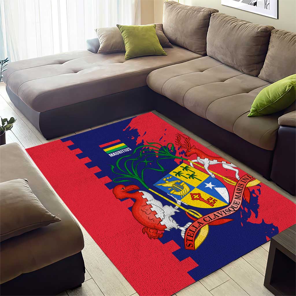 Mauritius Area Rug National Emblem Integrated with Country's Shape – Symbolic Design