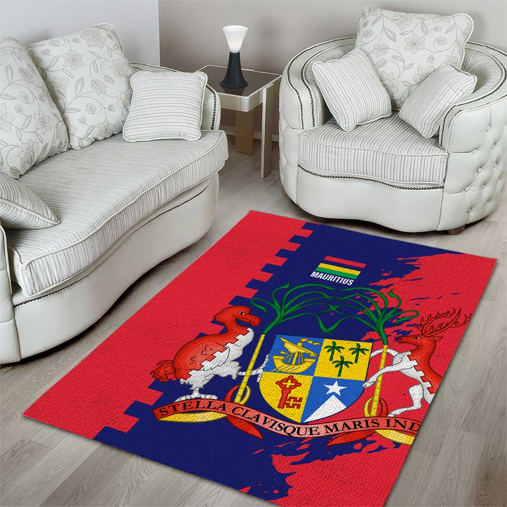 Mauritius Area Rug National Emblem Integrated with Country's Shape – Symbolic Design