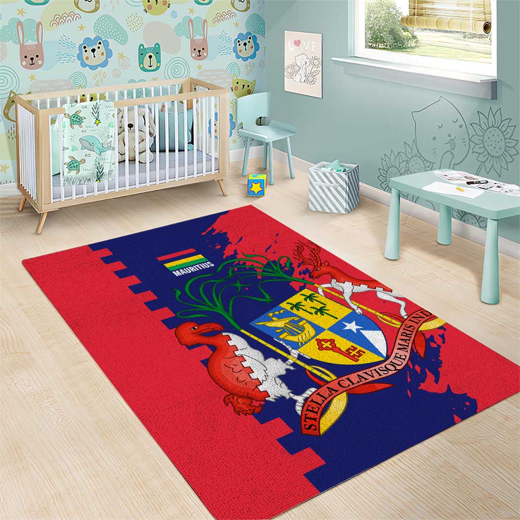 Mauritius Area Rug National Emblem Integrated with Country's Shape – Symbolic Design
