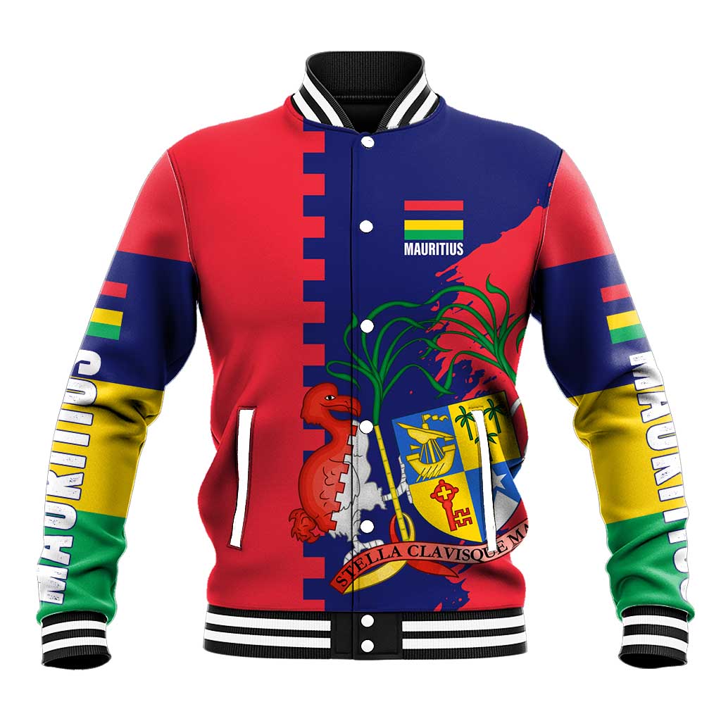 Mauritius Baseball Jacket National Emblem Integrated with Country's Shape – Symbolic Design